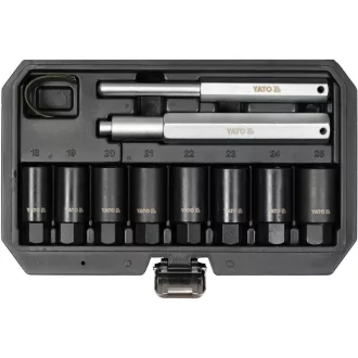   YATO Maschinen-Steckschlüsselsatz 10-teilig für 18-25 mm Sicherheitsradschrauben