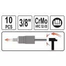 YATO Schraubendreherkopf-Entfernungsset 10-teilig 3/8" 10-19 mm
