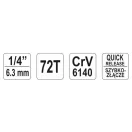 YATO Ratschenantriebswelle 1/4" 155 mm 72T CrV