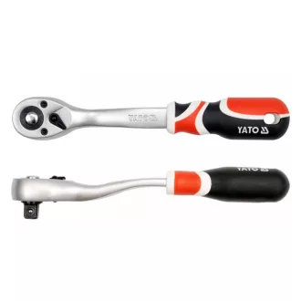   YATO Ratschenantriebsschaft, 1/2 Zoll, 255 mm, 72 Zähne, gebogener Schaft, weicher Griff, CrV