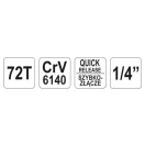 YATO Ratschenantriebsschaft 1/4" 155 mm 72T gebogener Schaft CrV