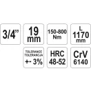 YATO Drehmomentschlüssel 3/4" 150-800 Nm / 1155-1175 mm CrV