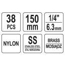 YATO Zylinderkopf-Reinigungsbürsten-Set 38-teilig 8-19 mm