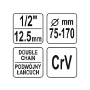 YATO Ölfilter-Entfernungskette 1/2" 75 - 170 mm