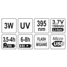 YATO Akku UV-Taschenlampe + Brille