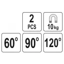 YATO Schweißwerkstückhalter Magnet 60-90-120°/10 kg (2 Stück)