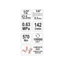 YATO Druckluft-Schlagschrauber 1/2" 570 Nm