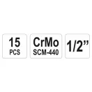 YATO Machine langer Steckschlüsselsatz 15-teilig 1/2" 10-32 mm CrMo