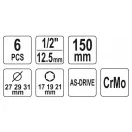 YATO Alufelgen-Steckschlüsselsatz 6-teilig 1/2" 17/19/21 mm CrMo