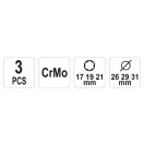 YATO Alufelgen-Steckschlüsselsatz 3-teilig 1/2" 17/19/21 mm CrMo