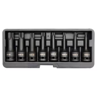   YATO Maschinen-Steckschlüsselsatz mit langem Bit, 8-teilig, Torx 1/2 Zoll T30-T80 CrMo