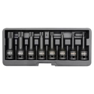   YATO Maschinen-Steckschlüsselsatz mit langem Bit, 8-teilig, Spline 1/2 Zoll, M5-M18, CrMo