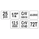 YATO Steckschlüsselsatz 25-teilig 1/2" 10-32 mm CrV