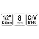 YATO Bithalteradapter 1/2" Vierkant ->8 mm Sechskant