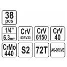 YATO Steckschlüsselsatz 38-teilig 1/4" 3,5-14 mm CrV
