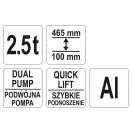 YATO Hydraulische Krokodilhebebühne 2,5 t Doppelkolben Aluminium