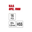 YATO Bremssattelgewinde-Reparatursatz 16 Teile M19x1,25 mm HSS