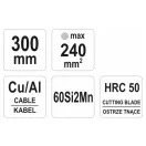 YATO Ratschen-Kabelschneider Zange 240 mm d=17,5 mm