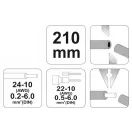YATO Abisolierzange & Crimpzange 210 mm/0,2-6,0 mm2