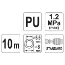 YATO Pneumatikschlauch (Spirale) mit Schnellkupplung 5,5 x 8 mm x 10 m 1,2 MPa