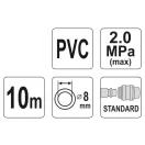 YATO Pneumatikschlauch mit Schnellkupplung 8 mm x 10 m, 2,0 MPa
