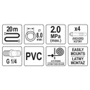 YATO Automatischer pneumatischer Schlauchaufroller 8 mm x 20 m