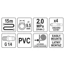 YATO Automatischer pneumatischer Schlauchaufroller 9,5 mm x 15 m