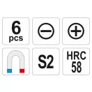 YATO Schraubendreher-Set 6-teilig magnetisch S2