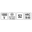 YATO Schraubendreher 2,5 x 75 mm isoliert bis 1000 V