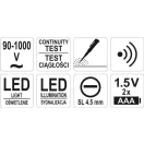 YATO Phasenfinder berührungslose Messung isoliert bis 90-1000 V