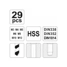 YATO Gewindebohrer-Set (Hand) 29-teilig HSS M13-M12