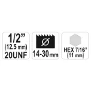 YATO Lochschneider Zentrierbohrer 19-29 mm 1/2" Hex