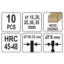 YATO Forstner Bohrer Set 10 teilig 15 - 35 mm