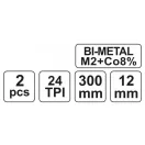 YATO Bügelsägeblatt manuell 300/12 mm 24 TPI Bimetall (2 Stück)