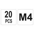 YATO Stahlnietmutter M4 (20 Stück)