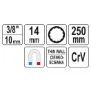 YATO Zündkerzenschlüssel extra lang 3/8" 14 mm / 250 mm magnetisch CrV