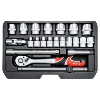 YATO Steckschlüsselsatz 22-teilig 3/8" 6-22 mm CrV