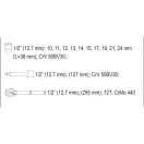 YATO Steckschlüsselsatz 12-teilig 1/2" 10-24 mm CrV