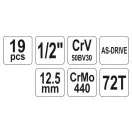 YATO Steckschlüsselsatz 19-teilig 1/2" 8-32 mm CrV