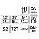 YATO Steckschlüsselsatz 111-teilig 1/4", 3/8", 1/2" CrV