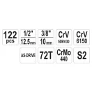 YATO Werkzeugsatz 122-teilig 1/4", 1/2" CrV CrMo
