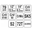YATO Werkzeugset 79-teilig 1/4", 1/2" CrV CrMo