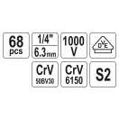 YATO Isoliertes Werkzeugset für Elektriker, 68-teilig, 1/4 Zoll, 1000 V CrV