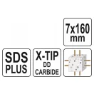 YATO Steinbohrer 7 x 160/100 mm 4-schneidig SDS-Plus