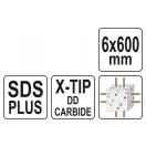 YATO Steinbohrer 6 x 600/525 mm Vierkant SDS-Plus