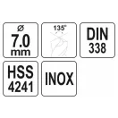YATO Schneckenbohrer 7,0 x 103/64 mm Inox HSS Premium