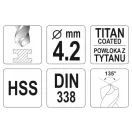 YATO Schneckenbohrer 4,2 x 75/43 mm HSS-TiN