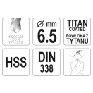 YATO Spiralbohrer 6,5 x 101/63 mm HSS-TiN