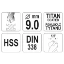 YATO Spiralbohrer 9,0 x 125/81 mm HSS-TiN