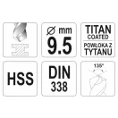 YATO Schlangenbohrer 9,5 x 125/81 mm HSS-TiN